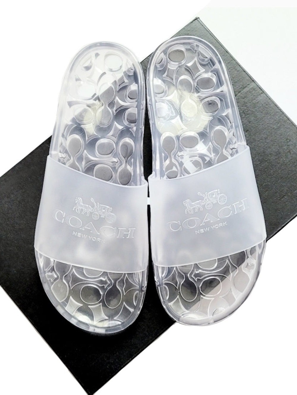 Coach Translucent Clear Logo Slide Sandals - Women